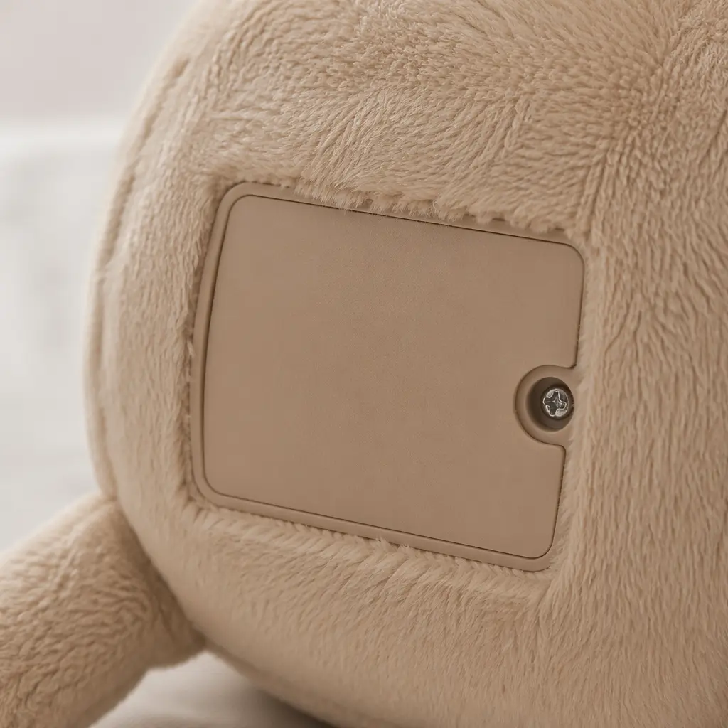 Secure battery compartment on a talking plush toy
