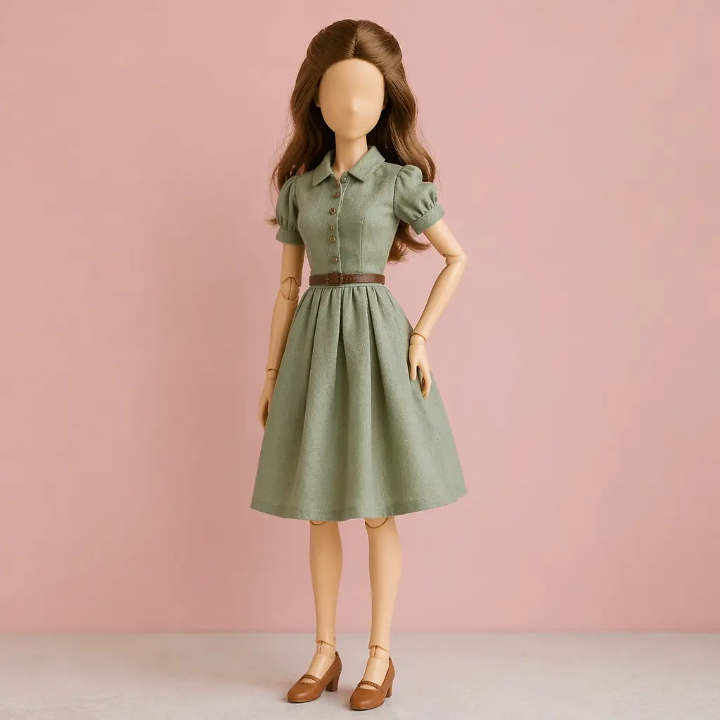 A classic-style fashion doll posed in a studio setting