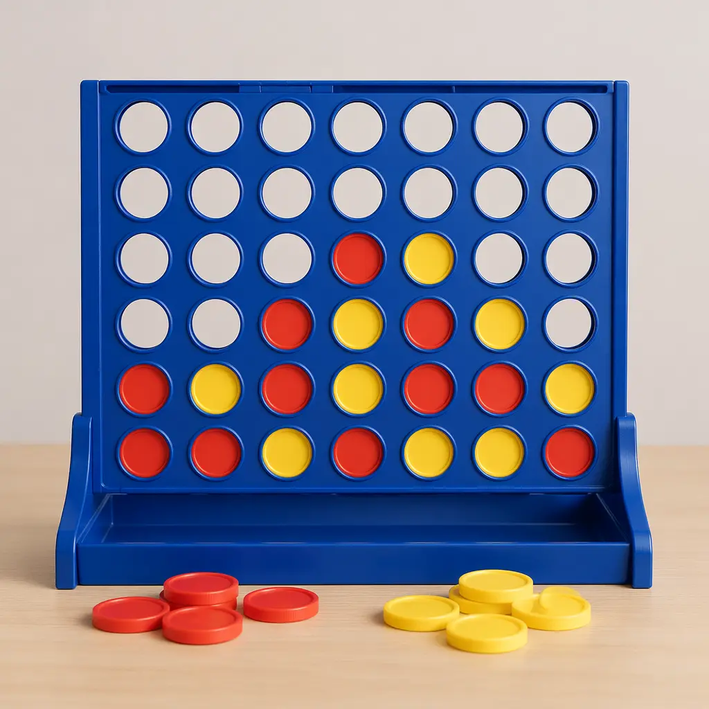 A classic disc-dropping strategy game with red and yellow pieces in a vertical grid.