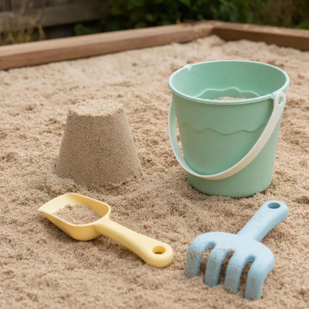 Simple sandbox tools for toddler sensory outdoor play