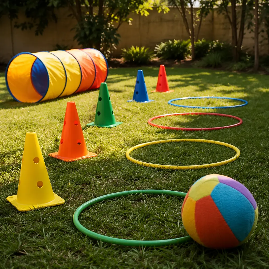 Simple obstacle-style outdoor play setup for preschoolers