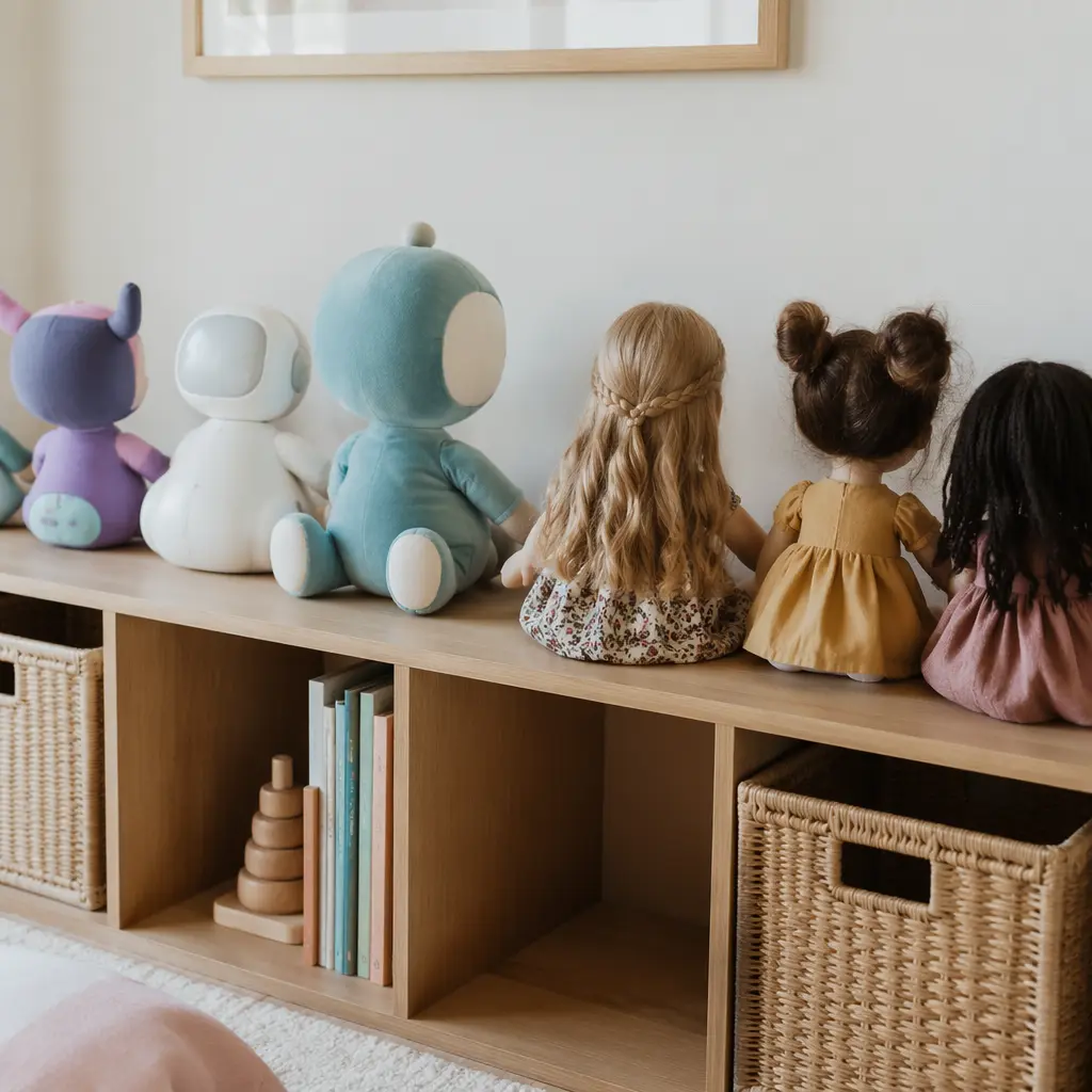 Mix of traditional and tech-enhanced dolls in a play space