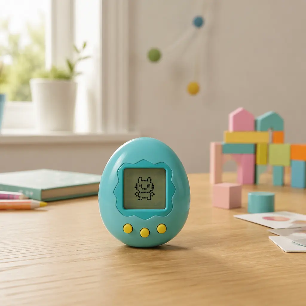 Electronic pet toy on a play table in soft natural light