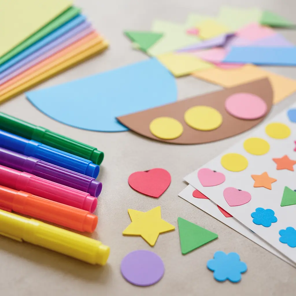 Child-friendly art materials sized for independent use