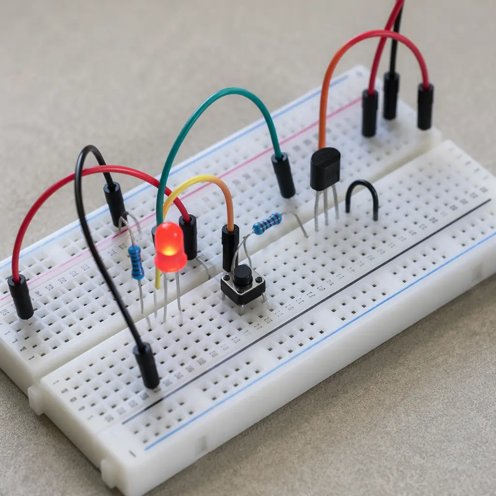 Simple electronic circuit assembled on a breadboard