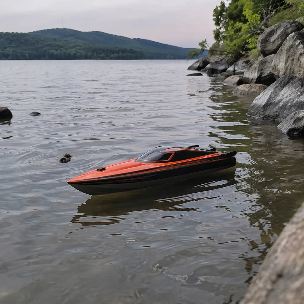 Remote control boat designed for stable beginner use on calm water