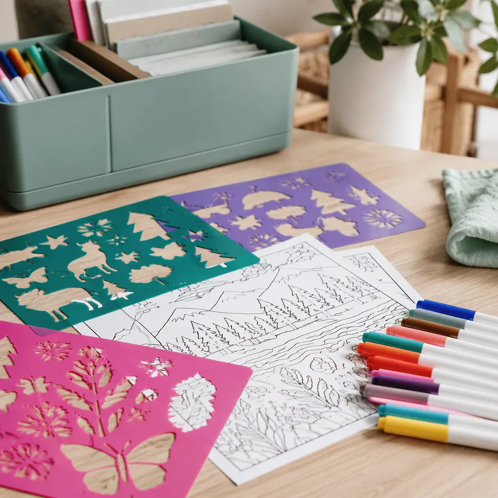 Reusable art tools arranged neatly for easy access and cleanup.