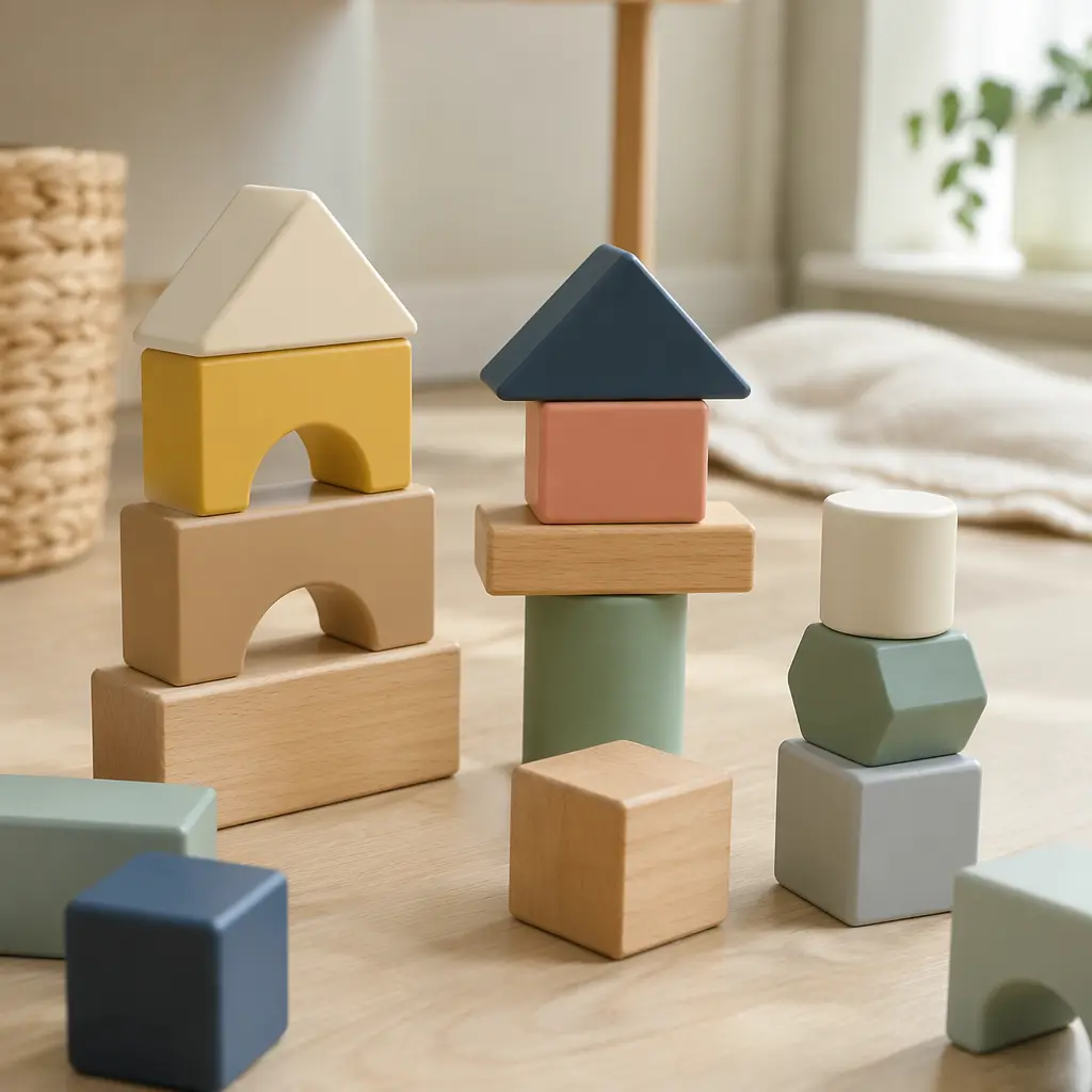 Durable no-battery building toys arranged on a floor in natural light