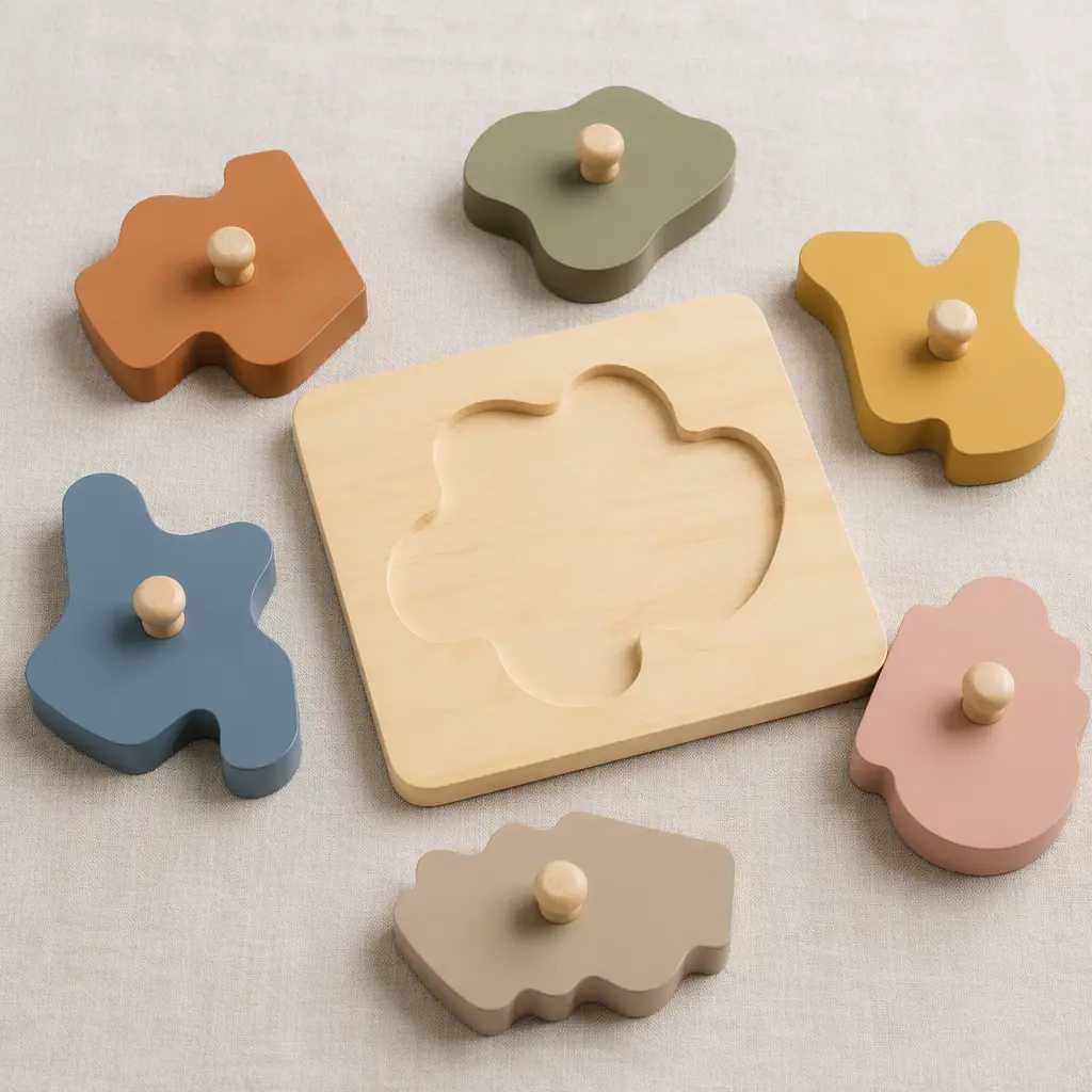 Overhead view of a chunky knob puzzle for toddlers