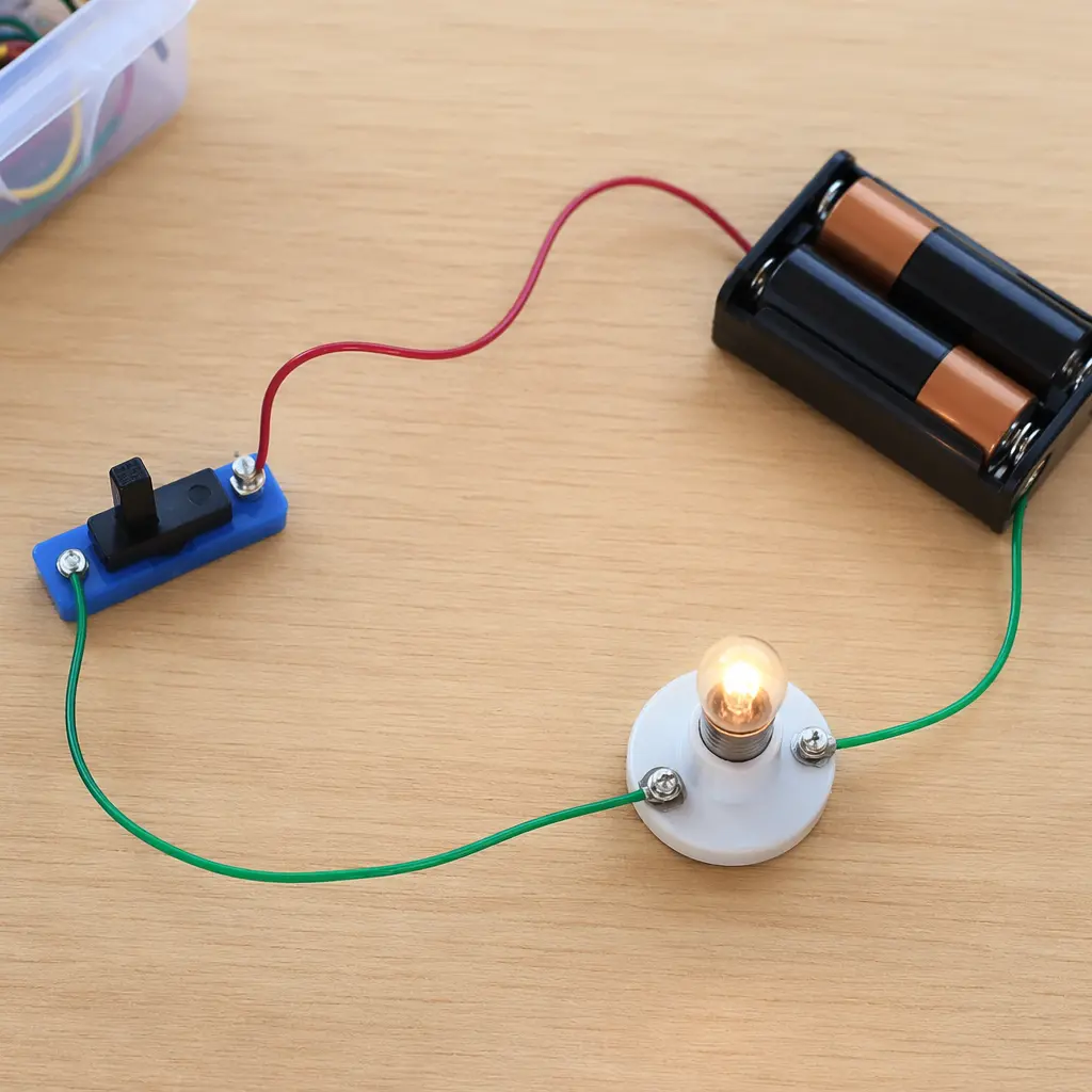 Simple electronics project with wires and a light bulb