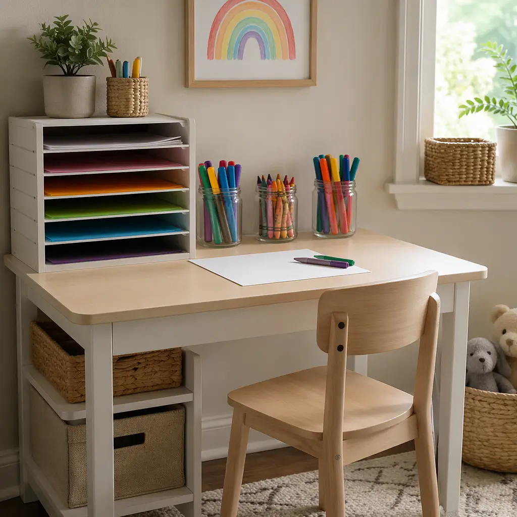 A simple, organized art station designed for independent use