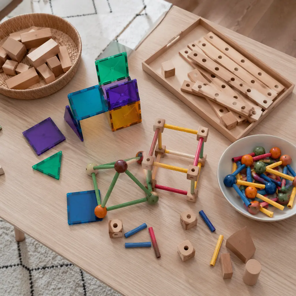 Open-ended building pieces ready for creative play