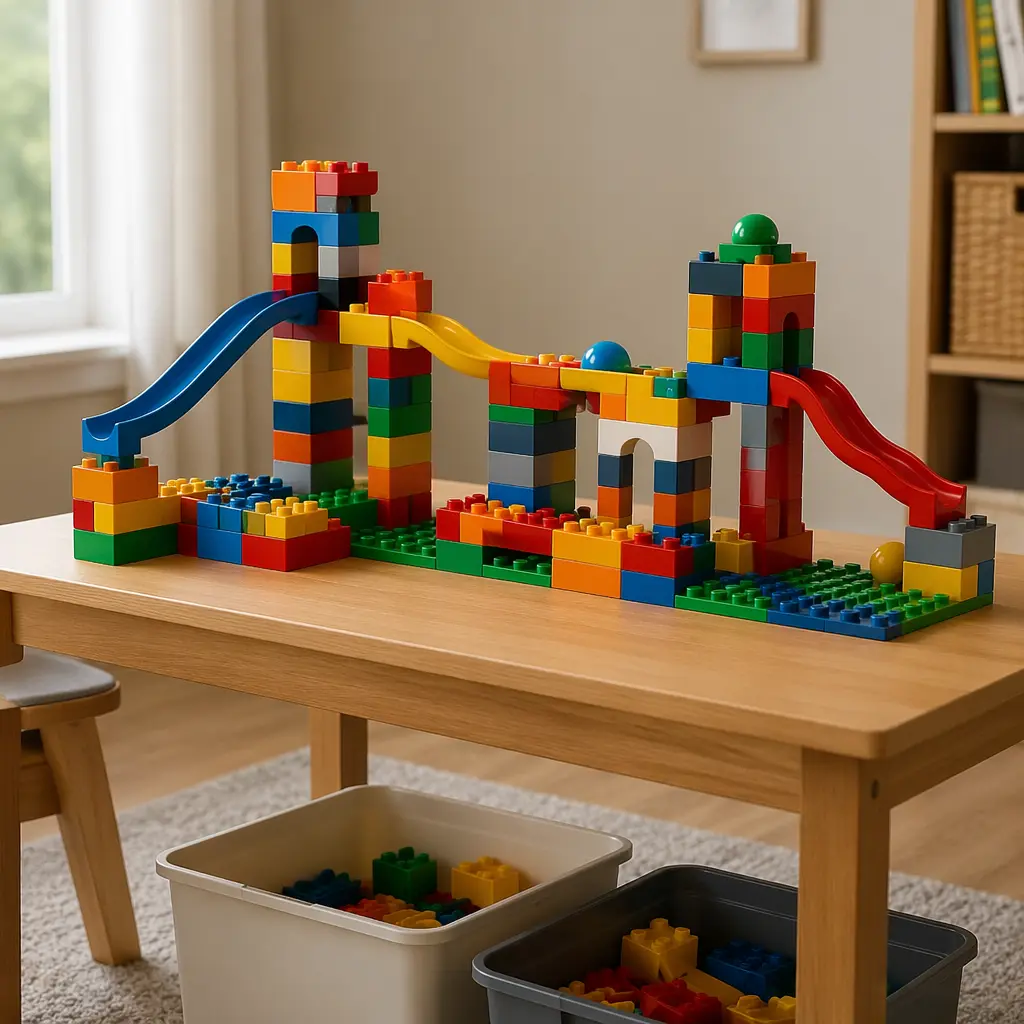 Simple block structures showing balance and creativity