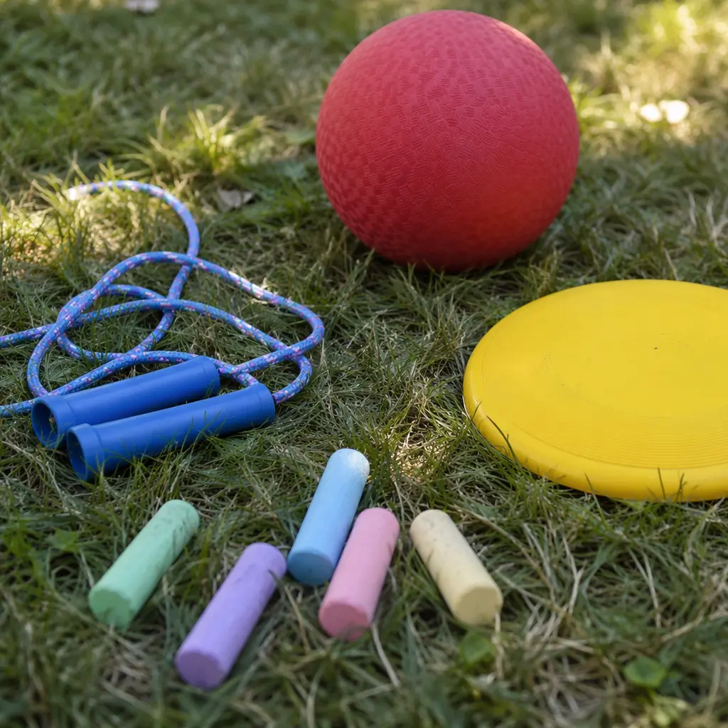 Classic backyard toys ready for shared outdoor play