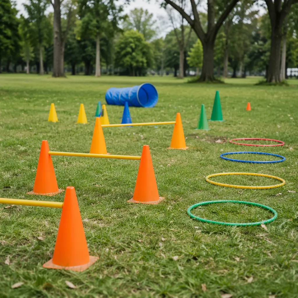 A simple DIY obstacle course for preschoolers outdoors