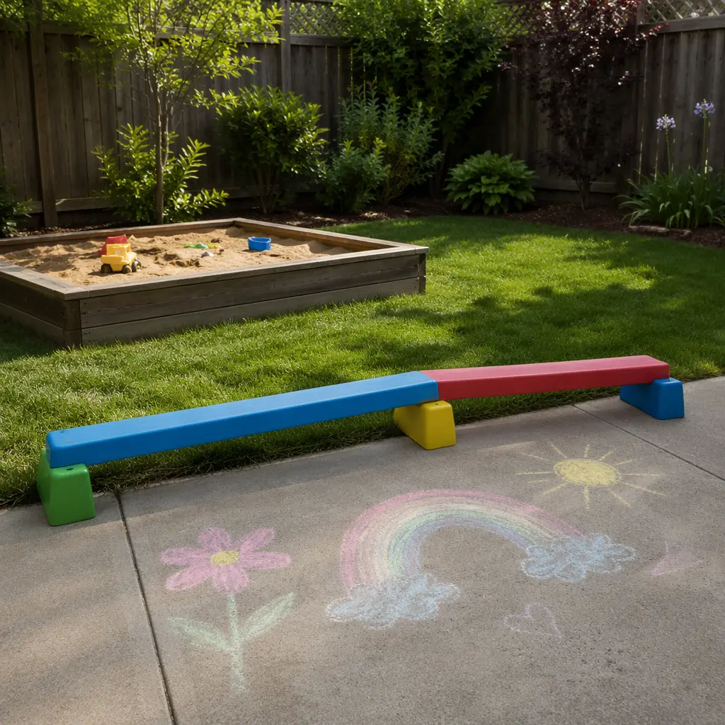 Backyard setup with simple solo outdoor play options for preschoolers
