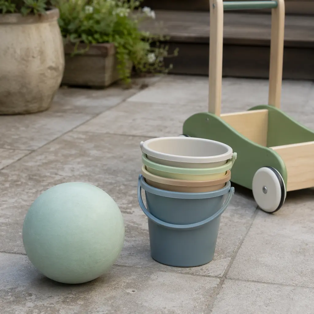 Budget-friendly outdoor toys for toddlers on a patio