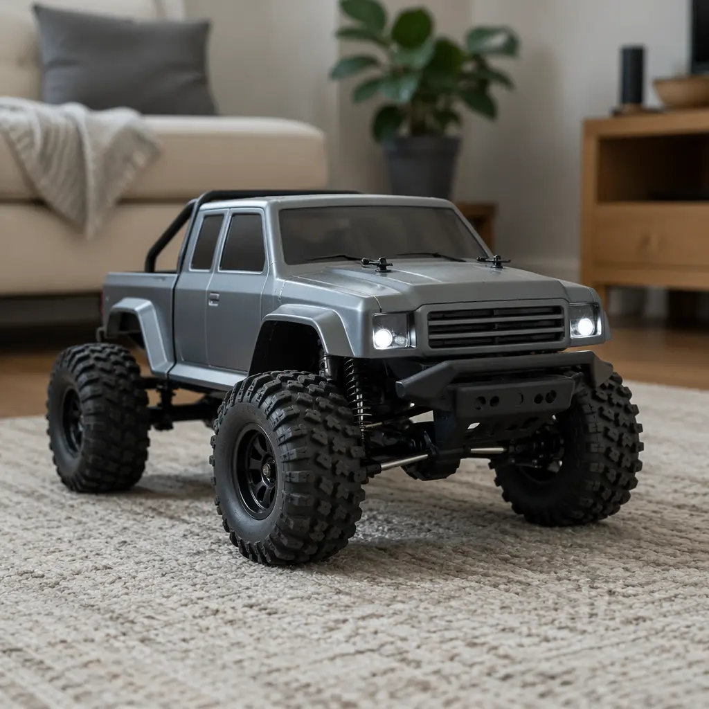 Rugged remote control truck built for indoor play on carpet