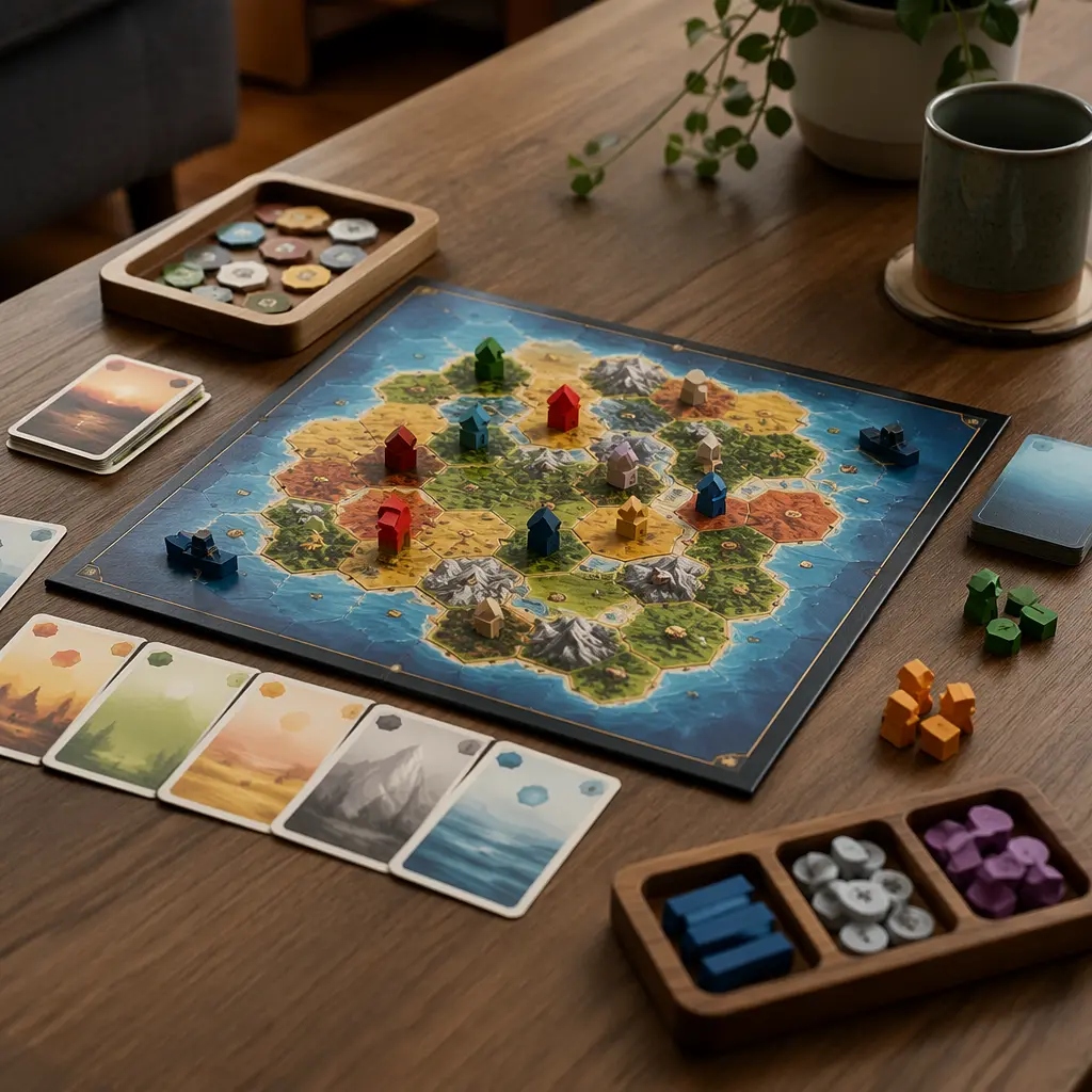 Compact board game setup designed for fast family play