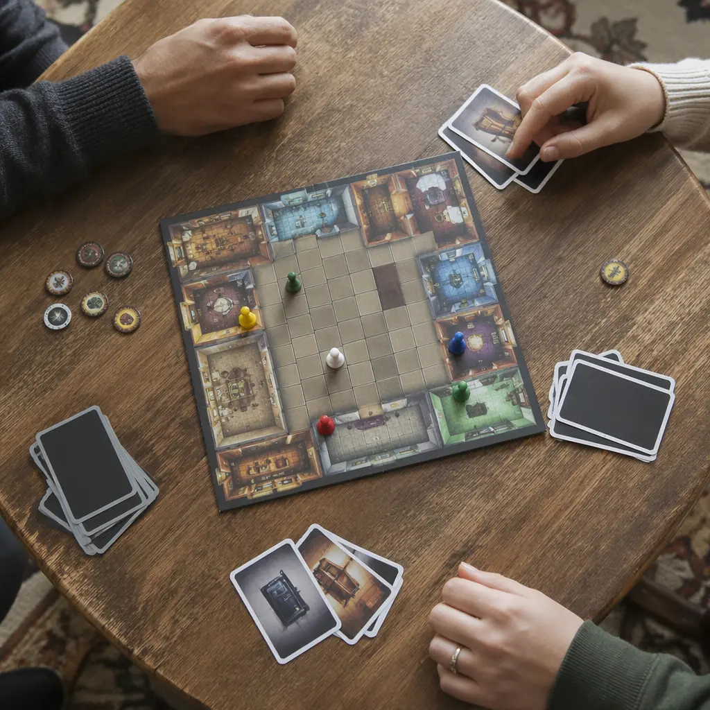 Overhead view of a quick strategy board game being played