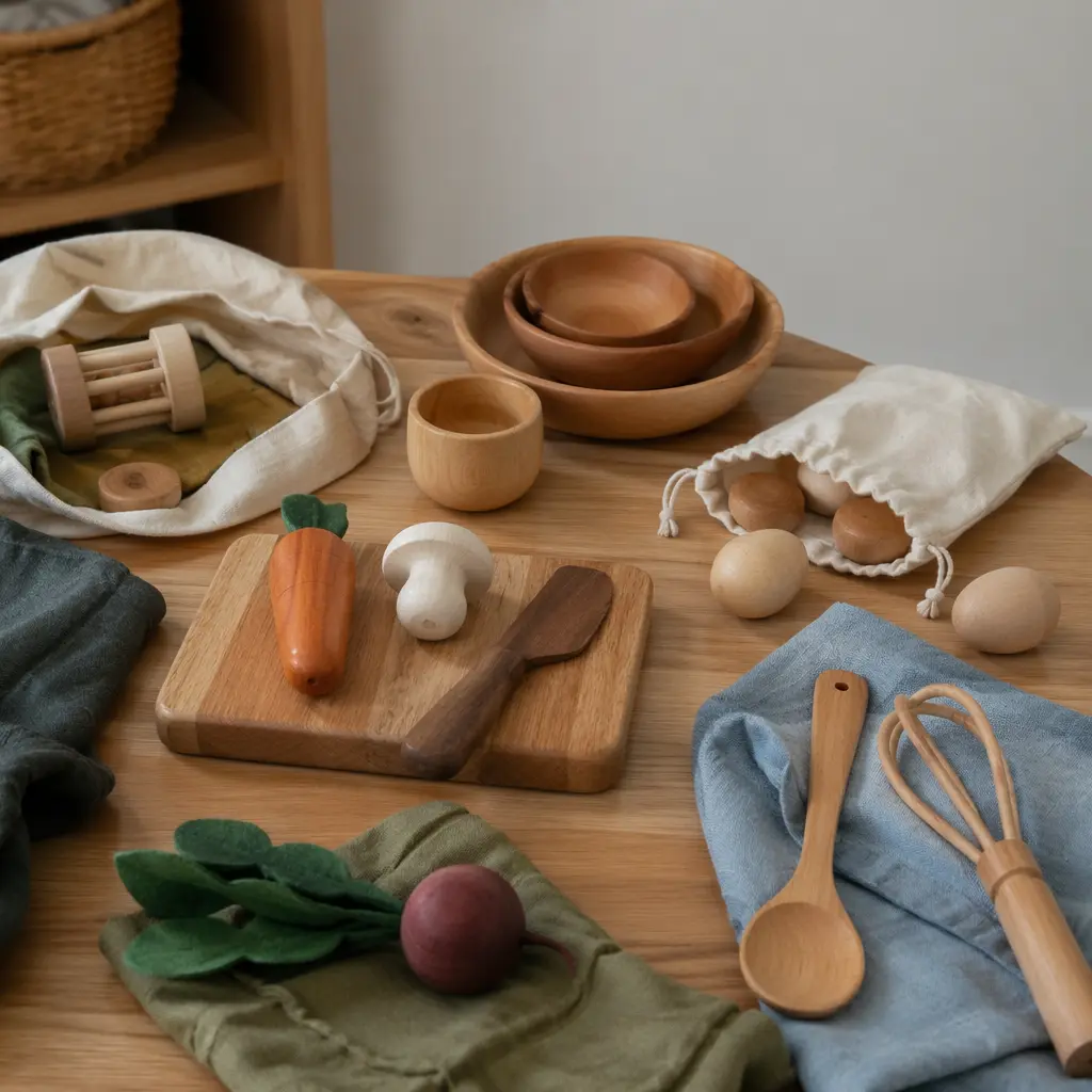 Open-ended pretend play accessories ready for immediate use