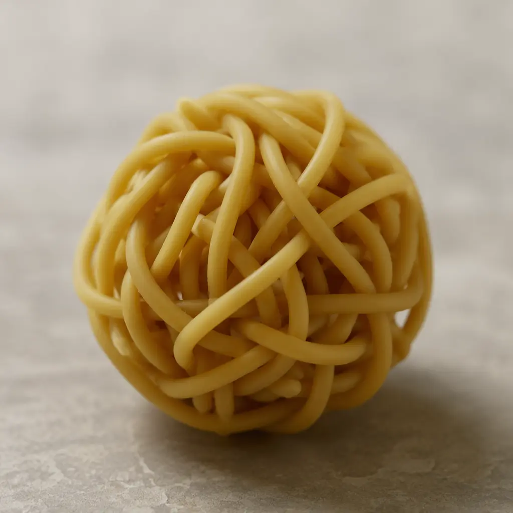 A colorful, soft Koosh-style ball with flexible rubber strands