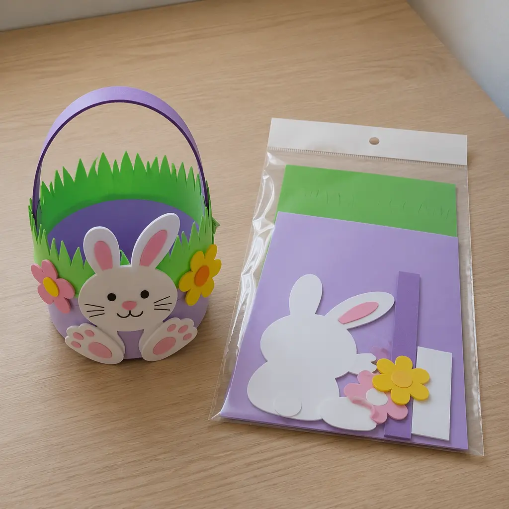 Completed children's craft project with minimal leftover materials