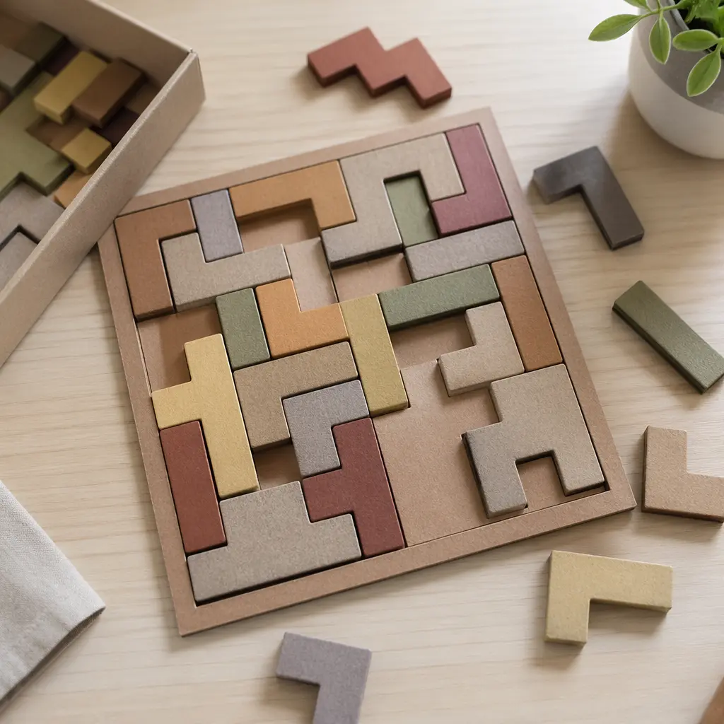Partially completed logic puzzle on a tabletop