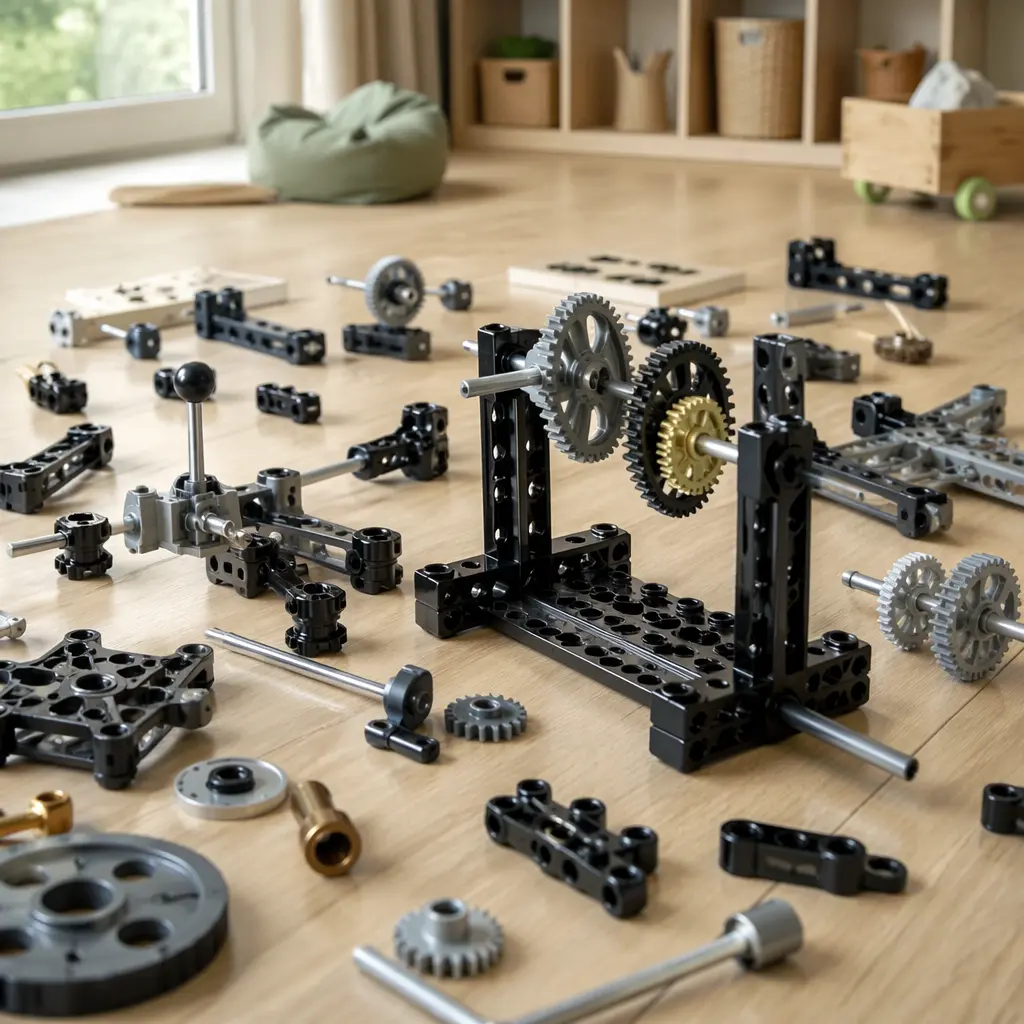Mechanical building components designed for hands-on STEM play