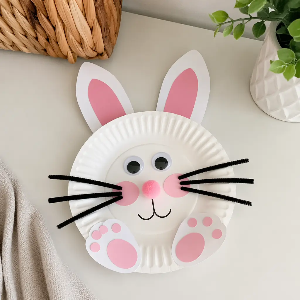 A finished kids’ craft project displayed on a clean desk.