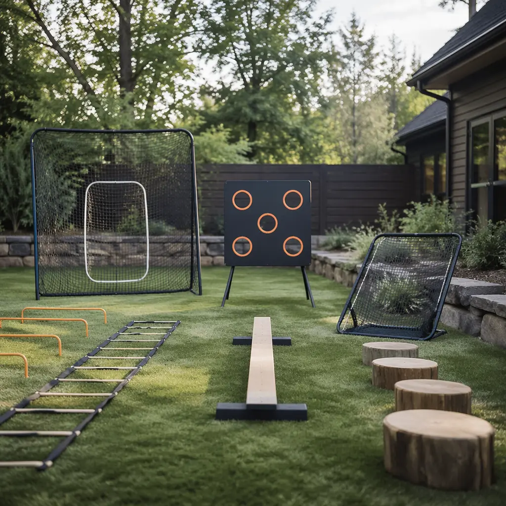 Sturdy outdoor activity gear arranged for tween play