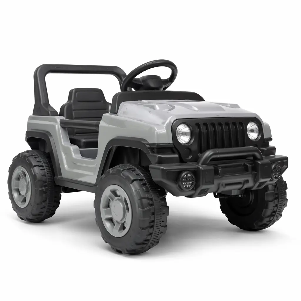 A classic-style battery-powered ride-on car for children, photographed in a clean studio setting