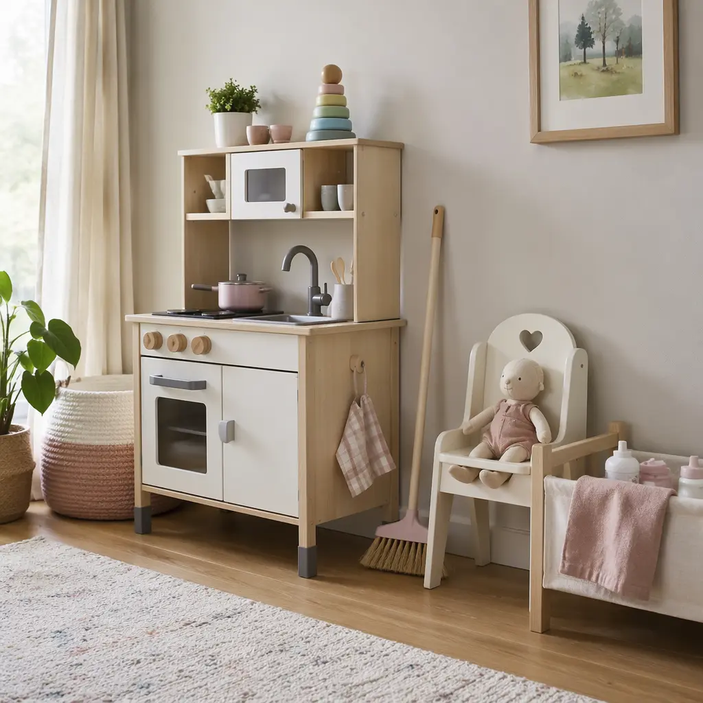 Pretend play corner set up for daily routine role play