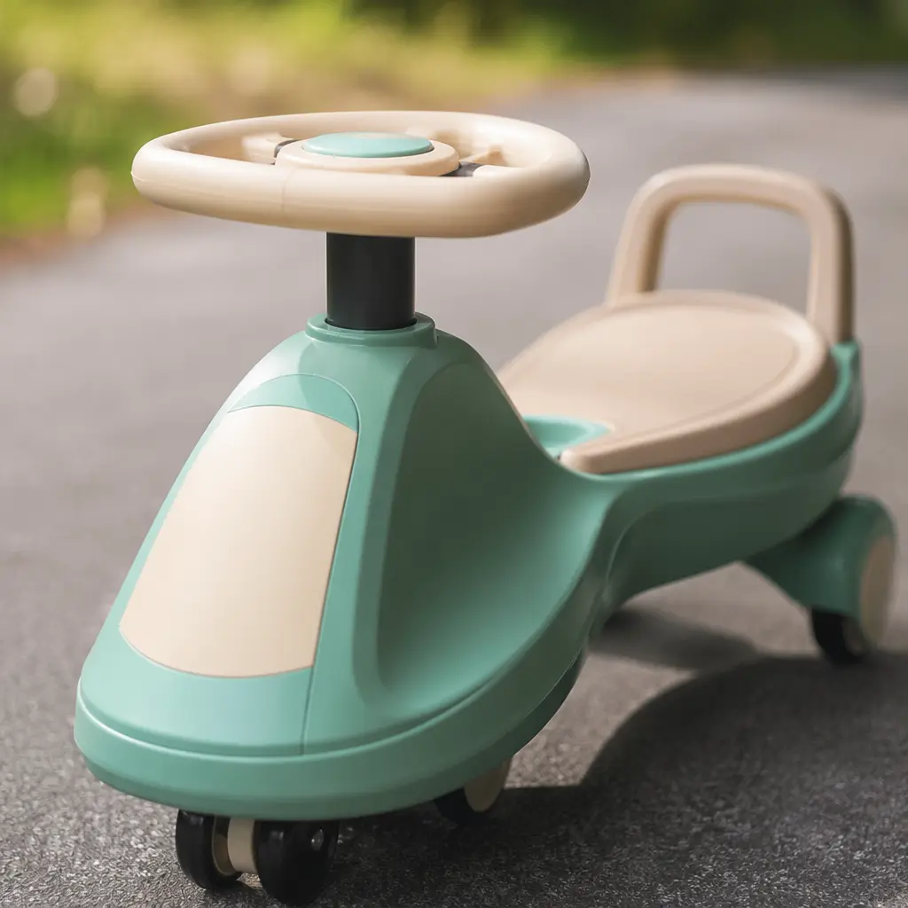 Ride-on toy with a visible steering feature on an outdoor path