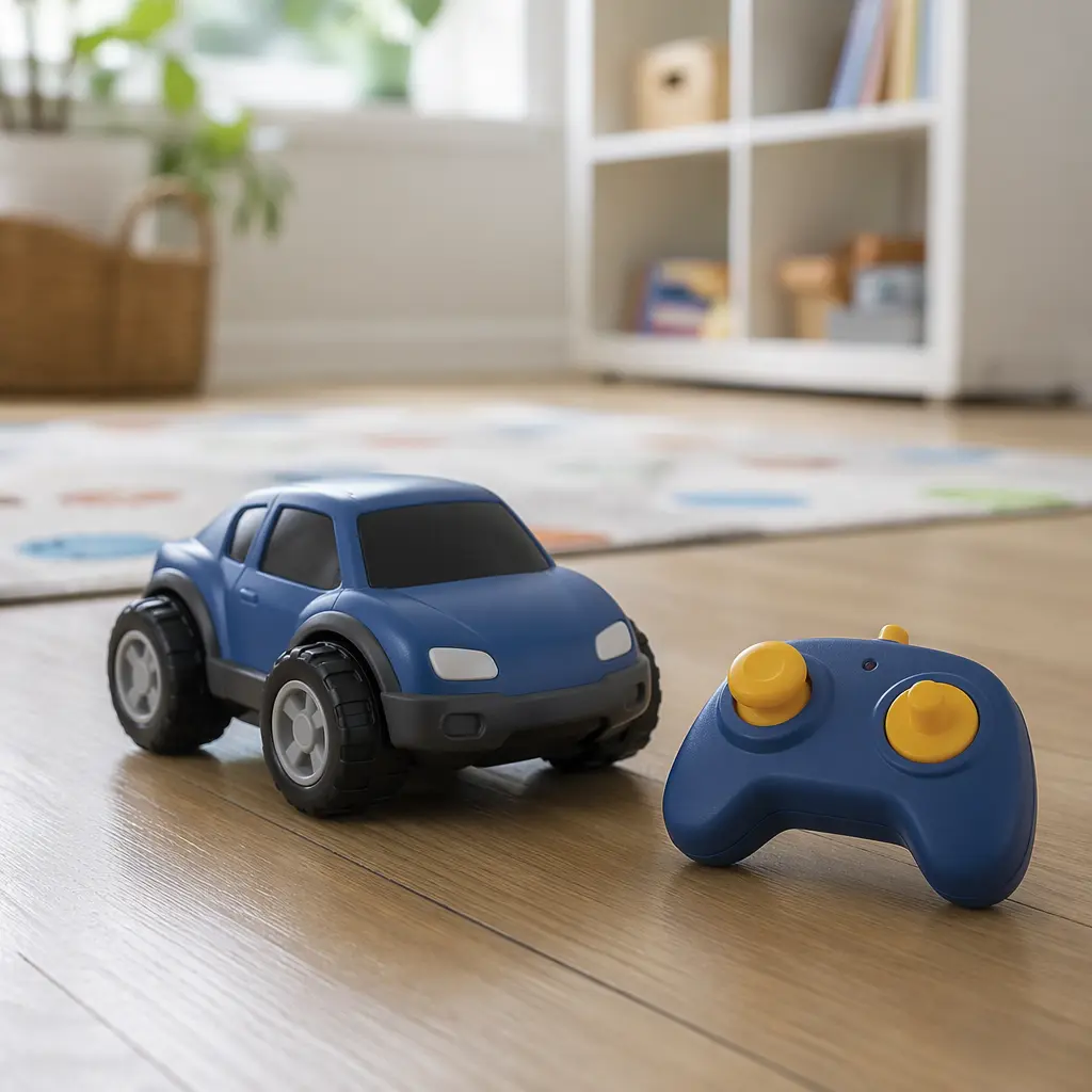 A simple remote-controlled toy with large buttons designed for young children