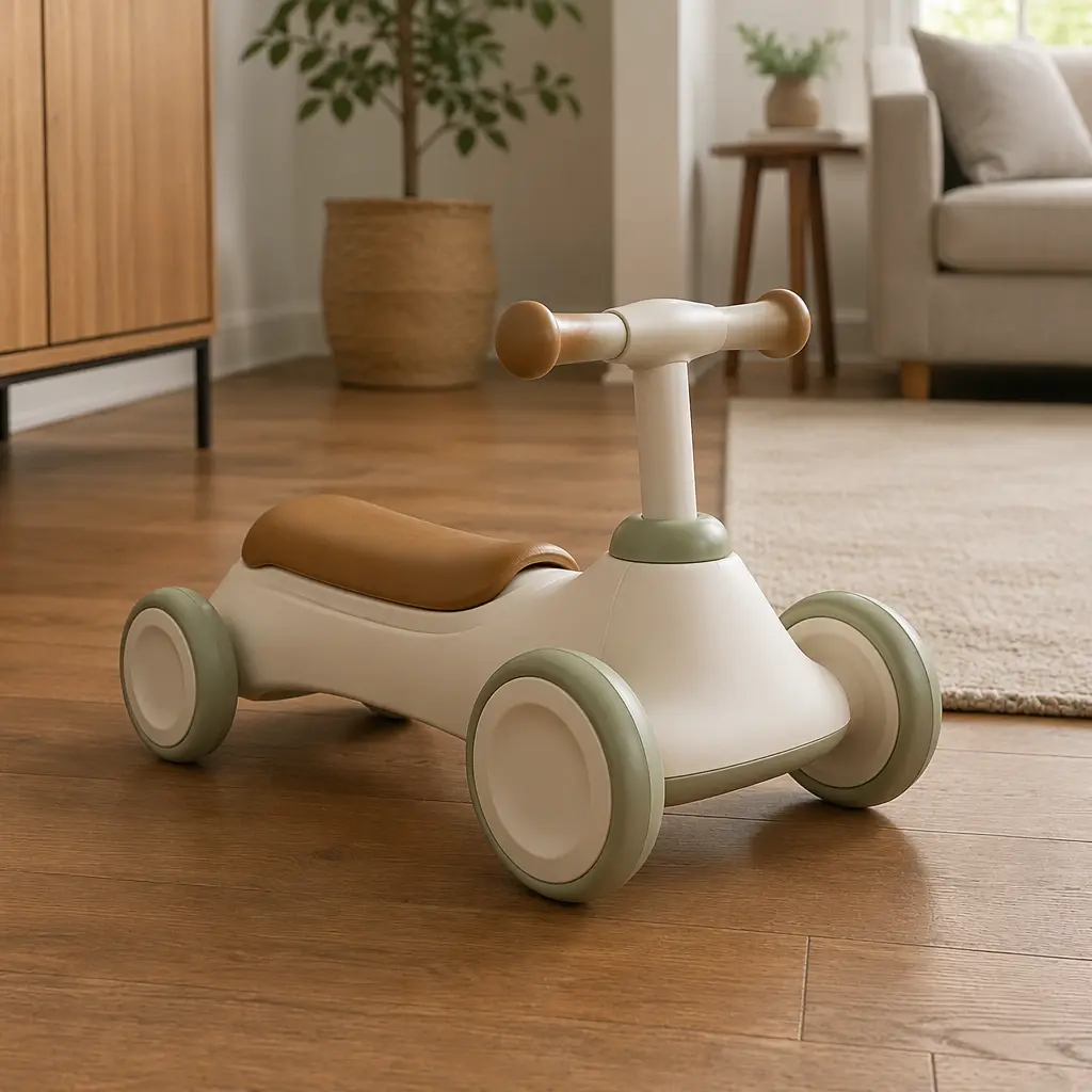 Low, stable ride-on toy designed for young toddlers