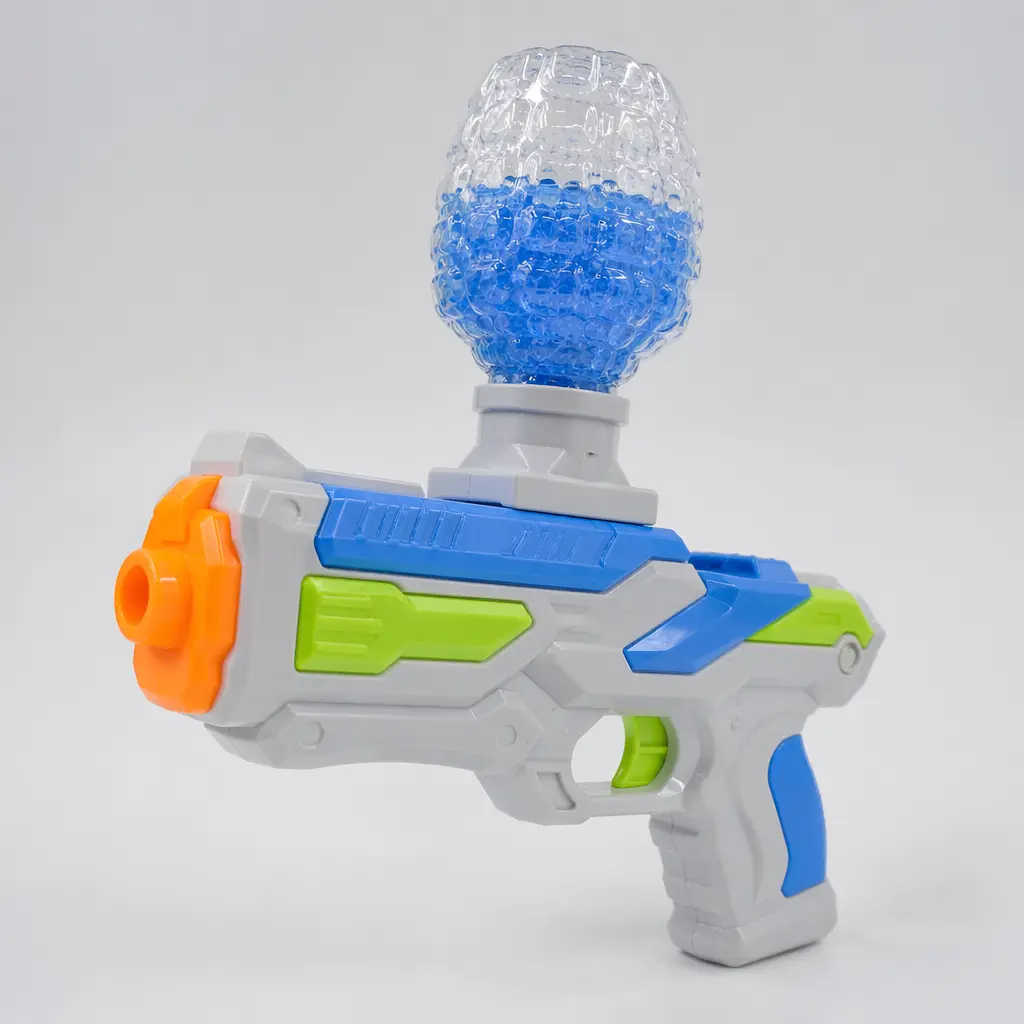 A modern gel blaster toy designed for outdoor backyard play