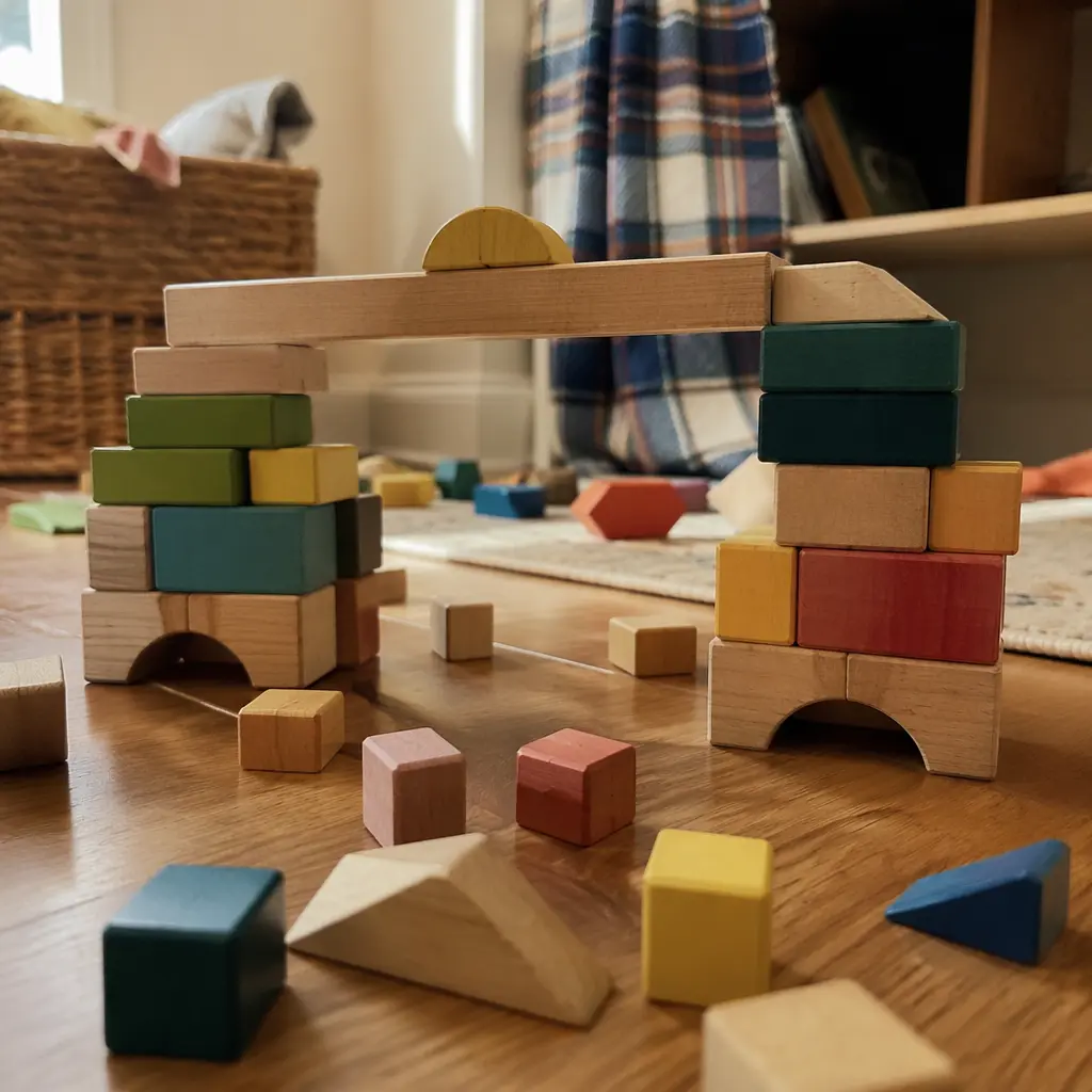 Stable block bridge structure built for hands-on play
