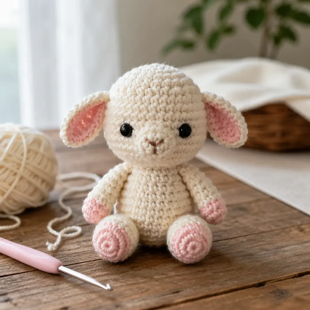 A simple crocheted animal made from a beginner-friendly crochet kit