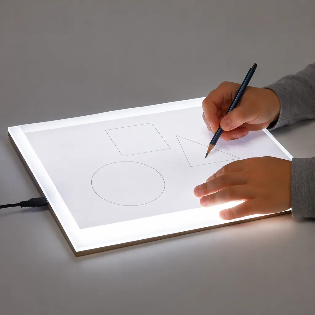 A glowing light-up drawing board used for tracing drawings by hand