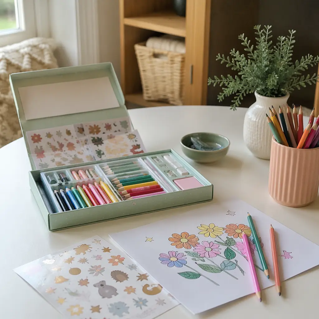 Low-mess art kit in use on a table