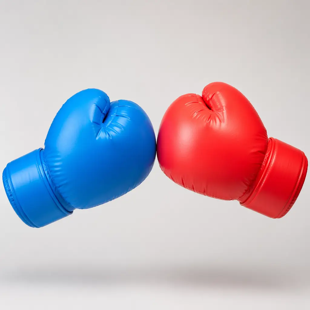 Oversized inflatable boxing gloves designed for playful sparring