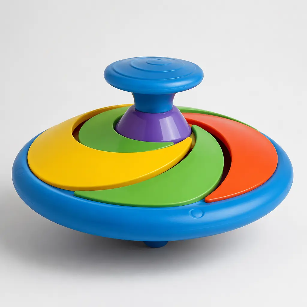 Colorful shell-shaped open-ended play toy on a clean studio background
