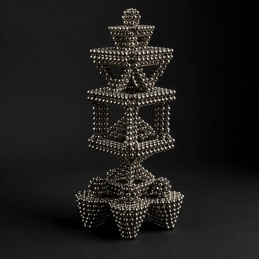 Magnetic spheres stacked into a geometric tower