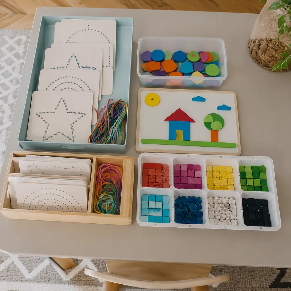 Organized reusable craft supplies stored neatly in trays