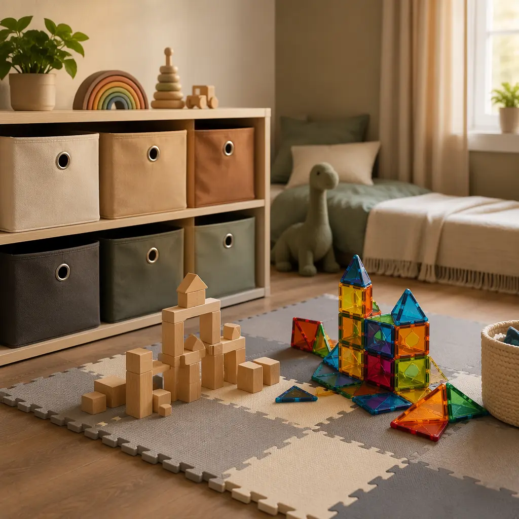 Organized quiet toy storage for early morning preschool play