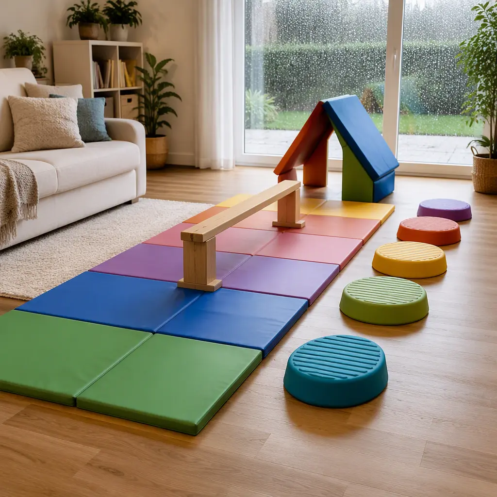 Low-noise indoor obstacle course toys for preschool-aged children