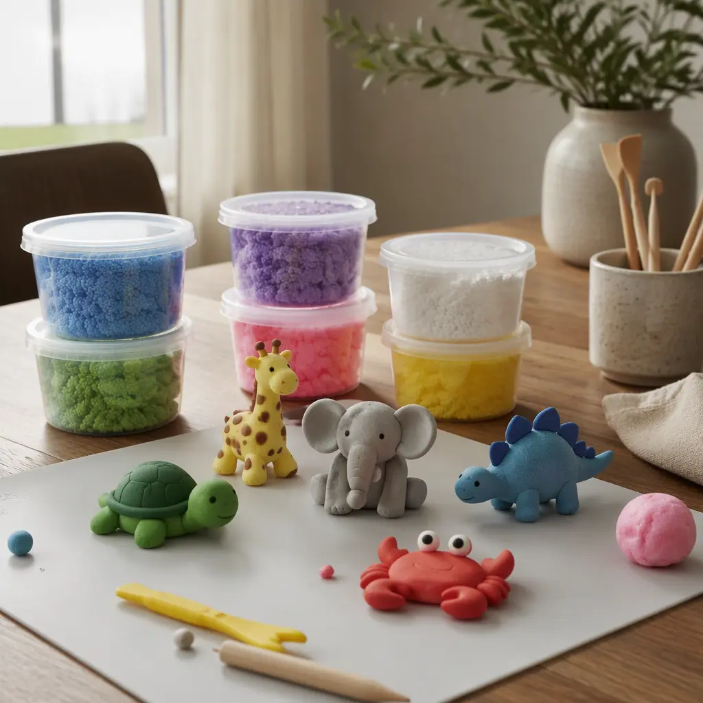 Modeling foam and air-dry clay projects on a washable craft mat
