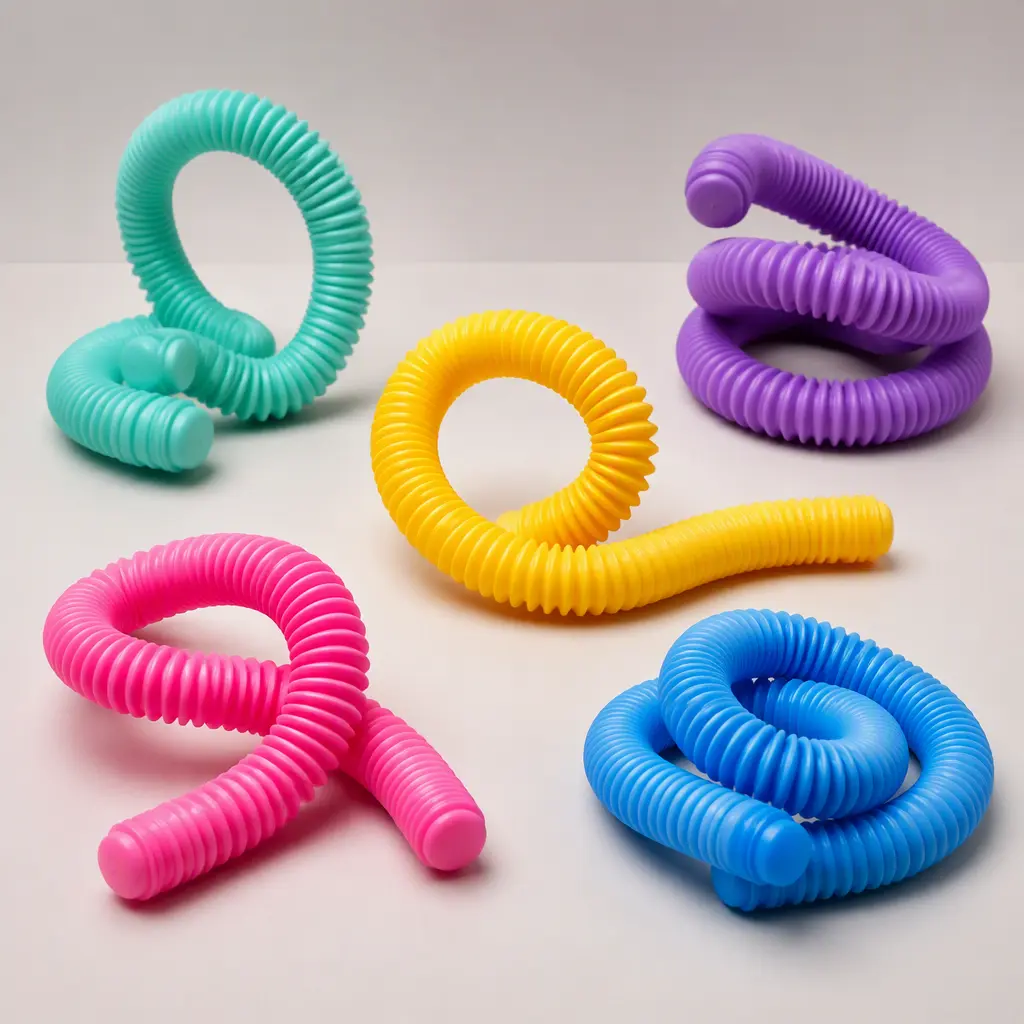 Flexible worm-shaped fidget toys twisted into different shapes