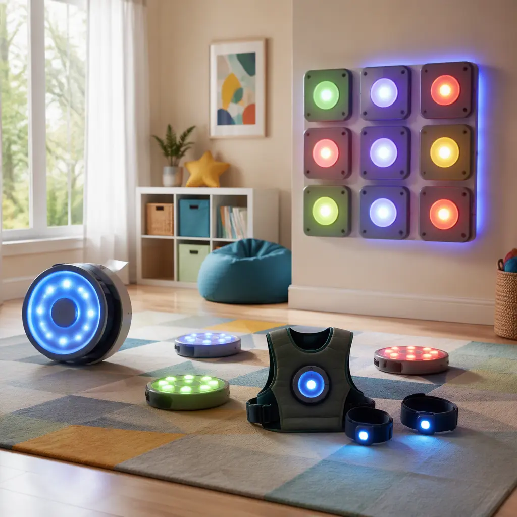 Interactive motion game equipment arranged in a playroom